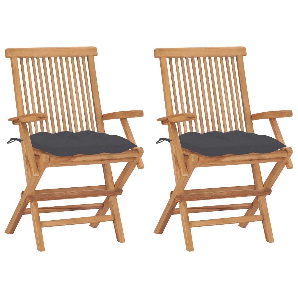 Garden Chairs With Cushions 2 Pcs Solid Teak Wood