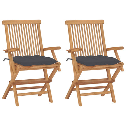 Garden Chairs With Cushions 2 Pcs Solid Teak Wood