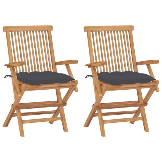 Garden Chairs With Cushions 2 Pcs Solid Teak Wood