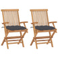 Garden Chairs With Cushions 2 Pcs Solid Teak Wood