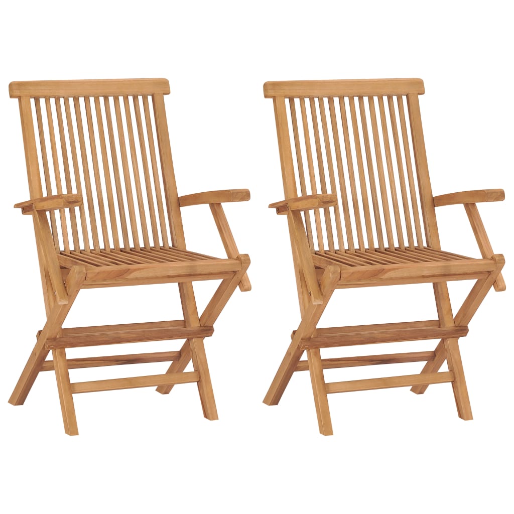 Garden Chairs With Cushions 2 Pcs Solid Teak Wood