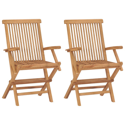 Garden Chairs With Cushions 2 Pcs Solid Teak Wood