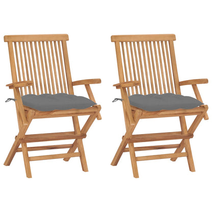 Garden Chairs With Cushions 2 Pcs Solid Teak Wood