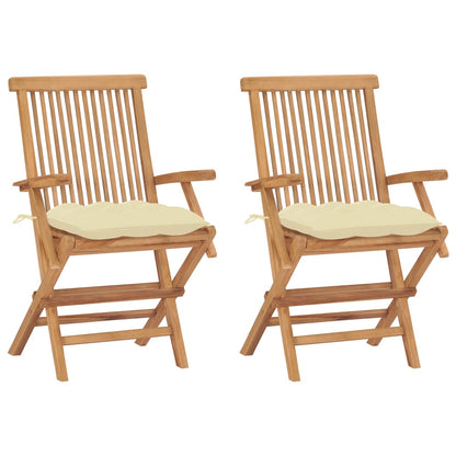 Garden Chairs With Cushions 2 Pcs Solid Teak Wood