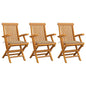 Garden Chairs With Cushions 3 Pcs Solid Teak Wood