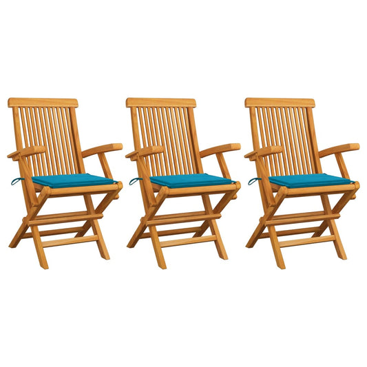 Garden Chairs With Cushions 3 Pcs Solid Teak Wood