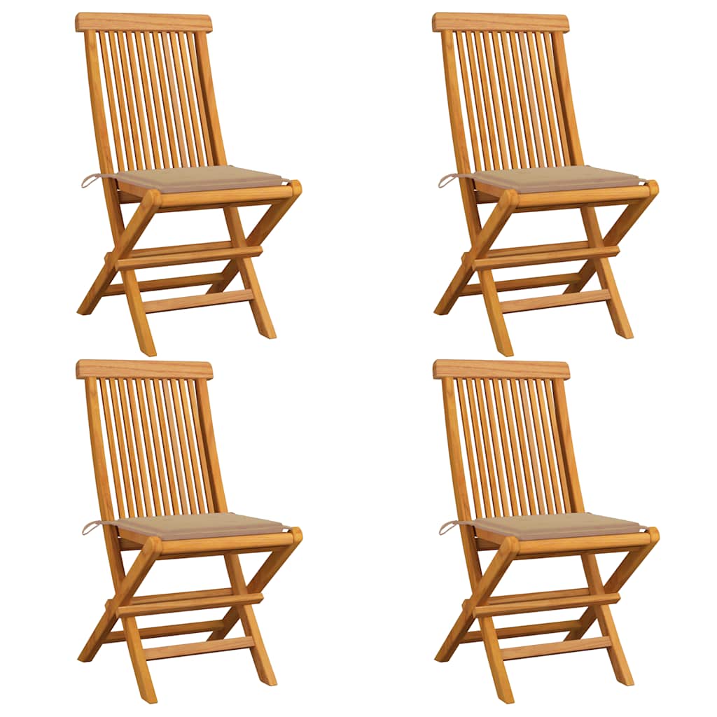 Garden Chairs With Cushions 2 Pcs Solid Teak Wood