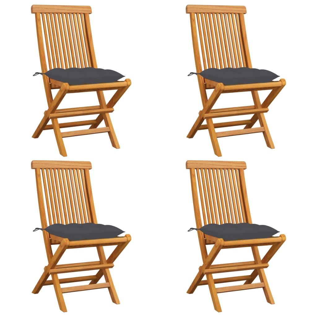 Garden Chairs With Cushions 2 Pcs Solid Teak Wood