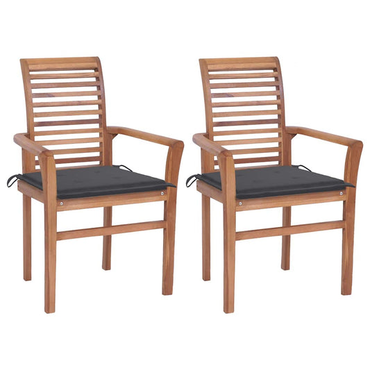 Dining Chairs 2 Pcs With Cushions Solid Teak Wood