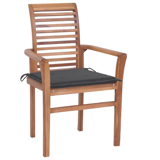Dining Chairs 2 Pcs With Cushions Solid Teak Wood