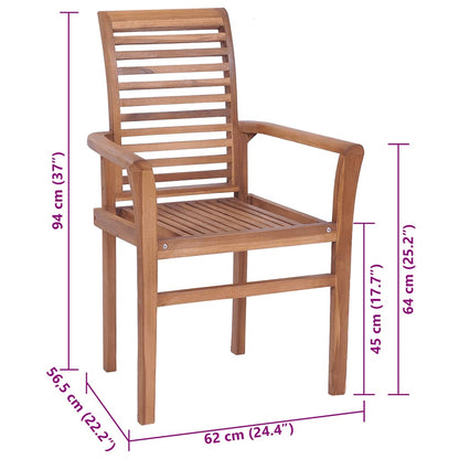 Dining Chairs 2 Pcs With Cushions Solid Teak Wood
