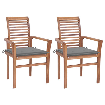 Dining Chairs 2 Pcs With Cushions Solid Teak Wood