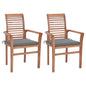 Dining Chairs 2 Pcs With Cushions Solid Teak Wood