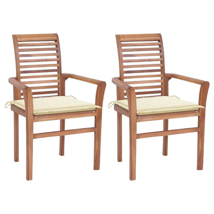 Dining Chairs 2 Pcs With Cushions Solid Teak Wood