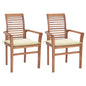 Dining Chairs 2 Pcs With Cushions Solid Teak Wood