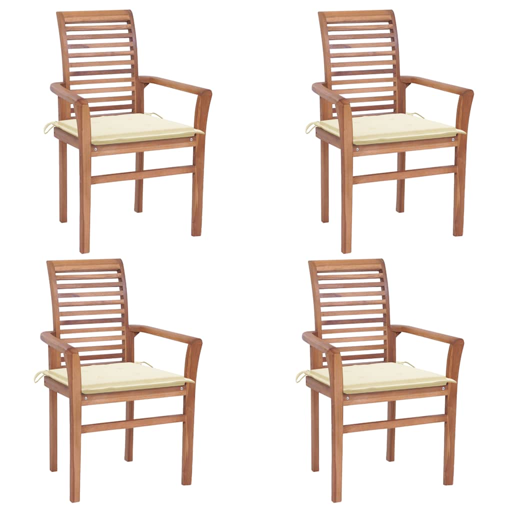 Dining Chairs 2 Pcs With Cushions Solid Teak Wood