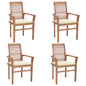 Dining Chairs 2 Pcs With Cushions Solid Teak Wood