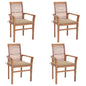 Dining Chairs 2 Pcs With Cushions Solid Teak Wood