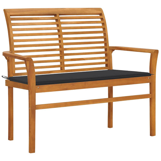 Garden Bench With Cushion 112 Cm Solid Teak Wood
