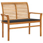 Garden Bench With Cushion 112 Cm Solid Teak Wood