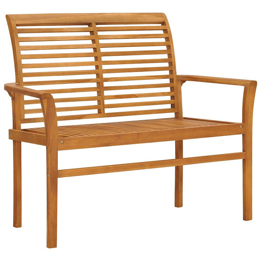 Garden Bench With Cushion 112 Cm Solid Teak Wood