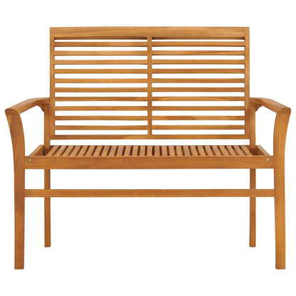 Garden Bench With Cushion 112 Cm Solid Teak Wood