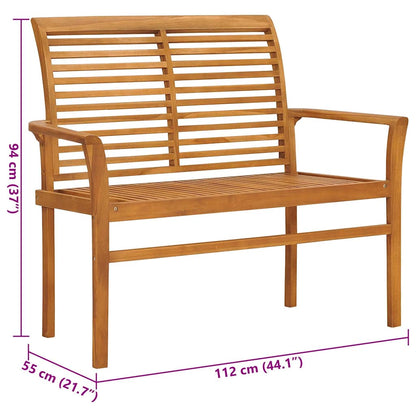 Garden Bench With Cushion 112 Cm Solid Teak Wood