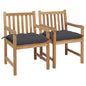 Garden Chairs 2 Pcs With Cushions Solid Teak Wood