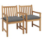 Garden Chairs 2 Pcs With Cushions Solid Teak Wood