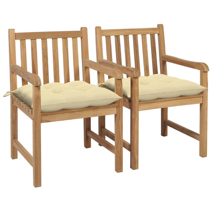 Garden Chairs 2 Pcs With Cushions Solid Teak Wood
