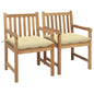 Garden Chairs 2 Pcs With Cushions Solid Teak Wood