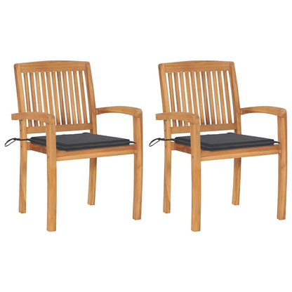 Stacking Garden Chairs With Cushions 4 Pcs Solid Teak Wood