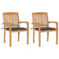 Stacking Garden Chairs With Cushions 4 Pcs Solid Teak Wood