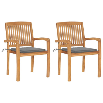 Stacking Garden Chairs With Cushions 4 Pcs Solid Teak Wood