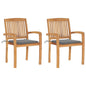 Stacking Garden Chairs With Cushions 4 Pcs Solid Teak Wood