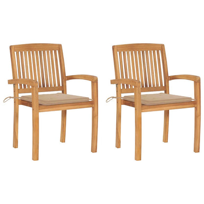 Stacking Garden Chairs With Cushions 4 Pcs Solid Teak Wood