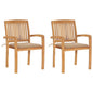 Stacking Garden Chairs With Cushions 4 Pcs Solid Teak Wood