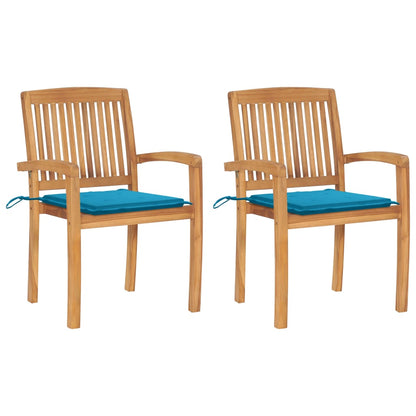 Stacking Garden Chairs With Cushions 4 Pcs Solid Teak Wood