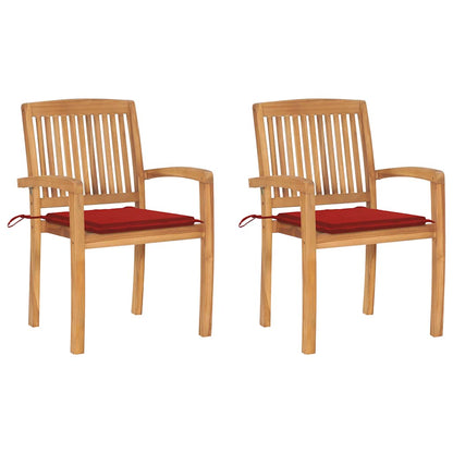Stacking Garden Chairs With Cushions 4 Pcs Solid Teak Wood