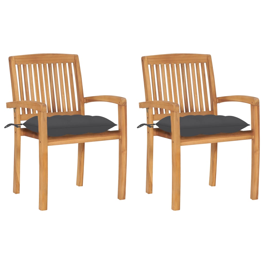 Garden Chairs 2 Pcs With Cushions Solid Teak Wood