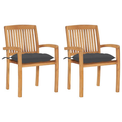 Garden Chairs 2 Pcs With Cushions Solid Teak Wood