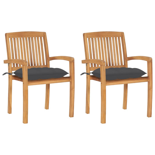 Garden Chairs 2 Pcs With Cushions Solid Teak Wood