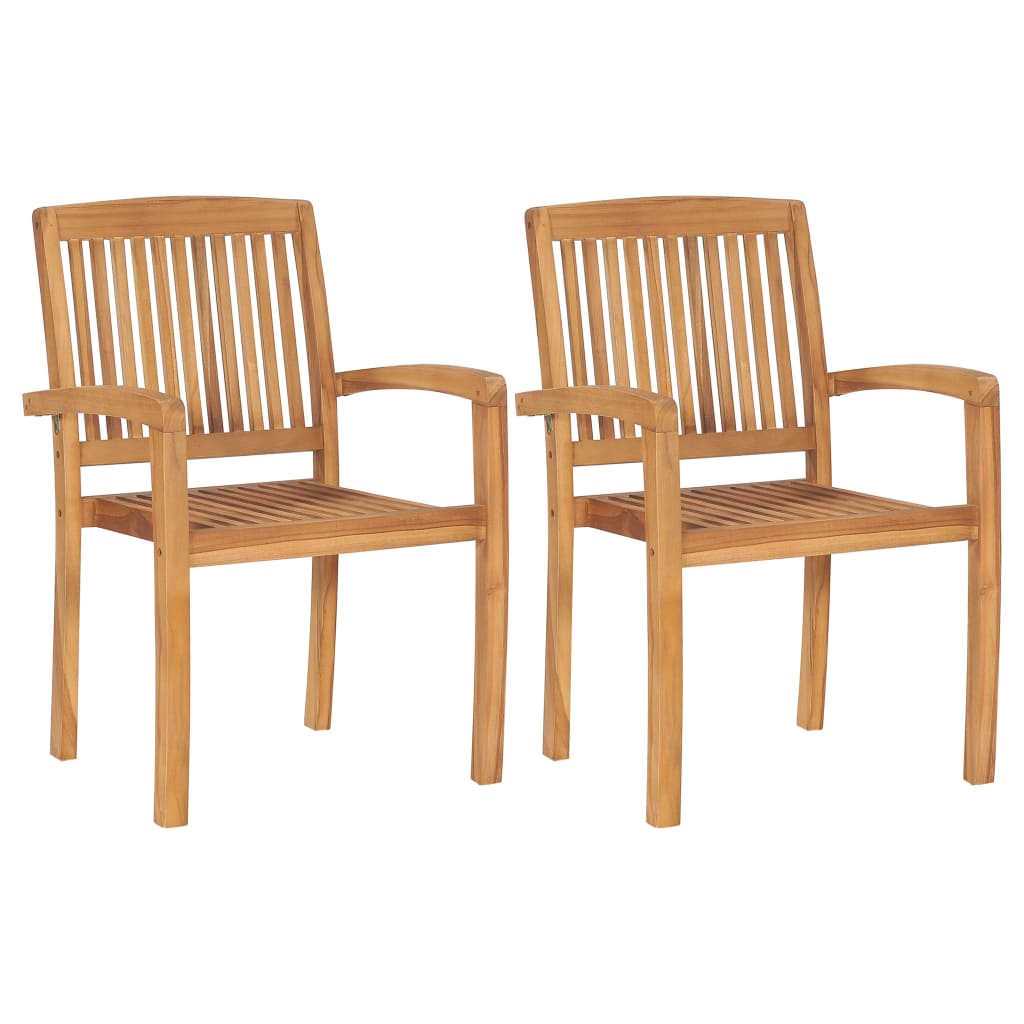 Garden Chairs 2 Pcs With Cushions Solid Teak Wood