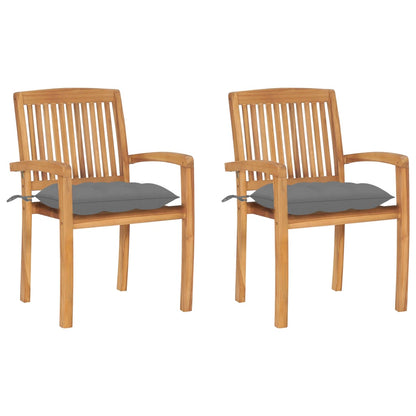 Garden Chairs 2 Pcs With Cushions Solid Teak Wood