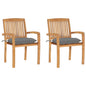 Garden Chairs 2 Pcs With Cushions Solid Teak Wood