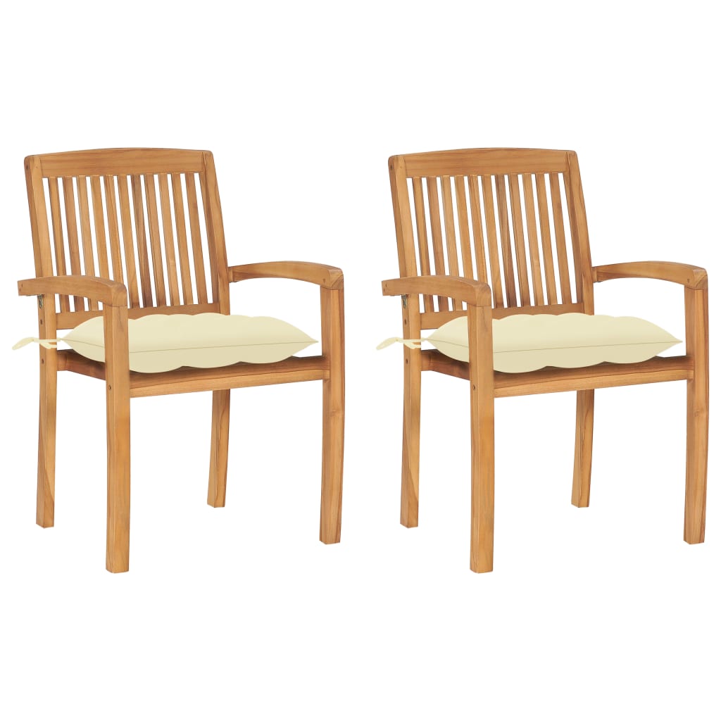 Garden Chairs 2 Pcs With Cushions Solid Teak Wood
