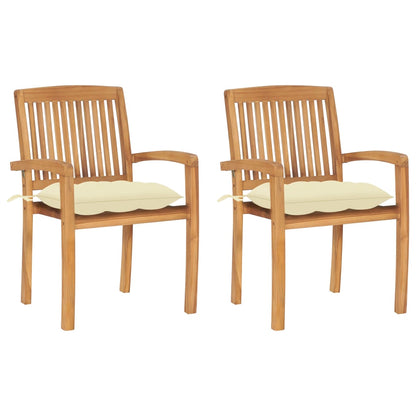 Garden Chairs 2 Pcs With Cushions Solid Teak Wood