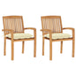 Garden Chairs 2 Pcs With Cushions Solid Teak Wood