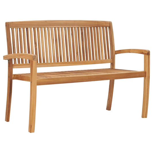 Stacking Garden Bench With Cushion 128.5 Cm Solid Teak Wood