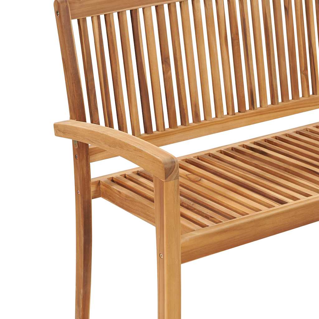 Stacking Garden Bench With Cushion 128.5 Cm Solid Teak Wood